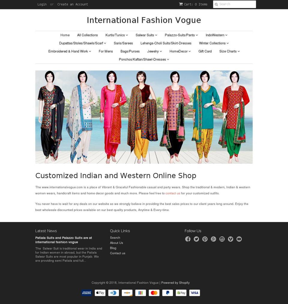 internationalvogue.com shopify website screenshot