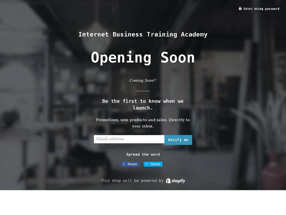 internetbusinesstrainingacademy.com shopify website screenshot