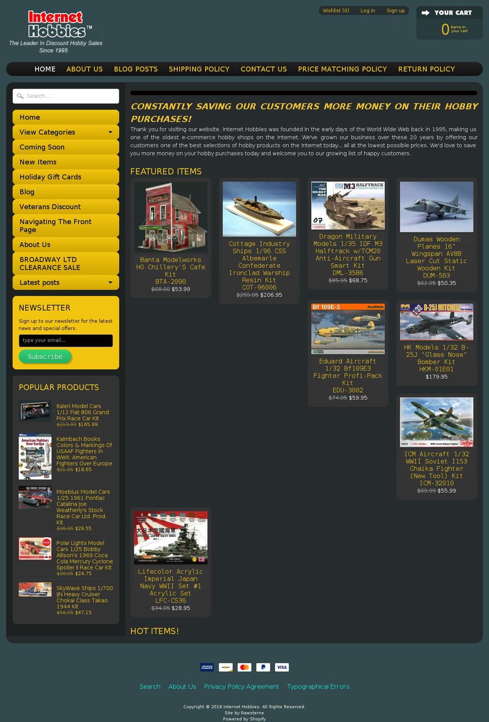 internethobbies.com — Shopify storefront screenshot