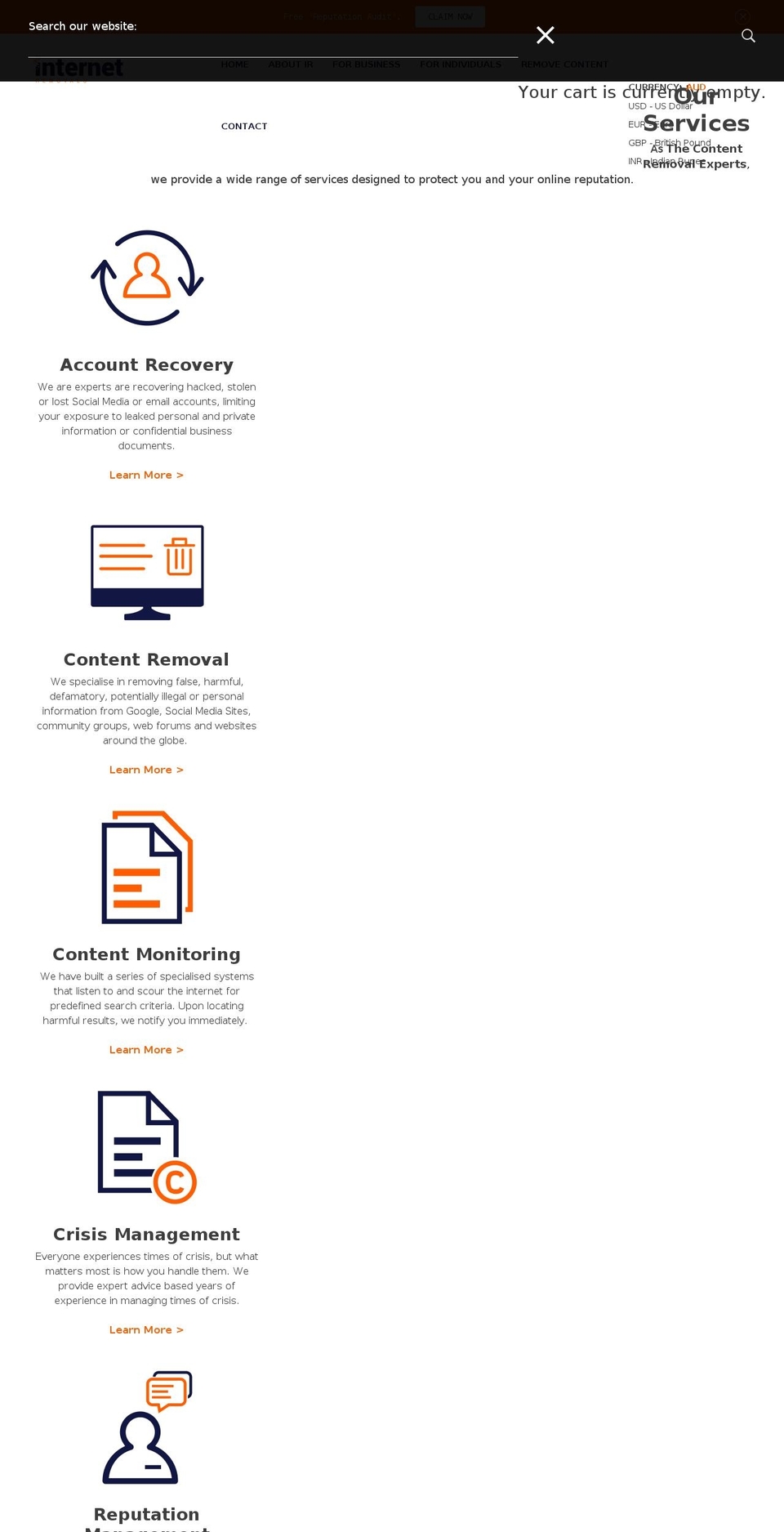 internetremovals.com.au shopify website screenshot