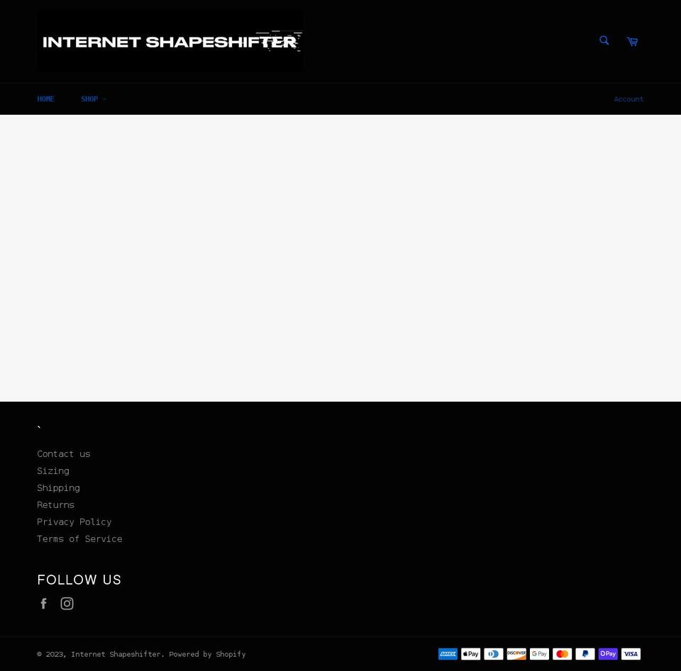 internetshapeshifter.com shopify website screenshot