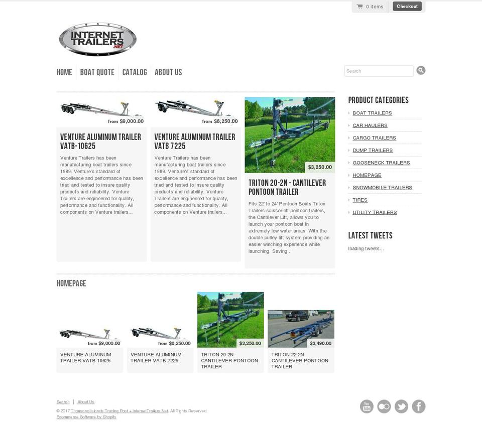 internettrailers.net shopify website screenshot