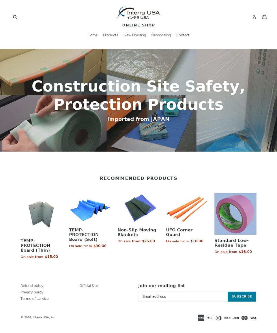interra-usa-inc.myshopify.com — Shopify storefront screenshot