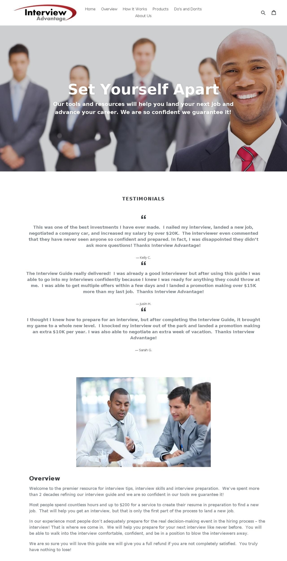 interview-advantage.com shopify website screenshot