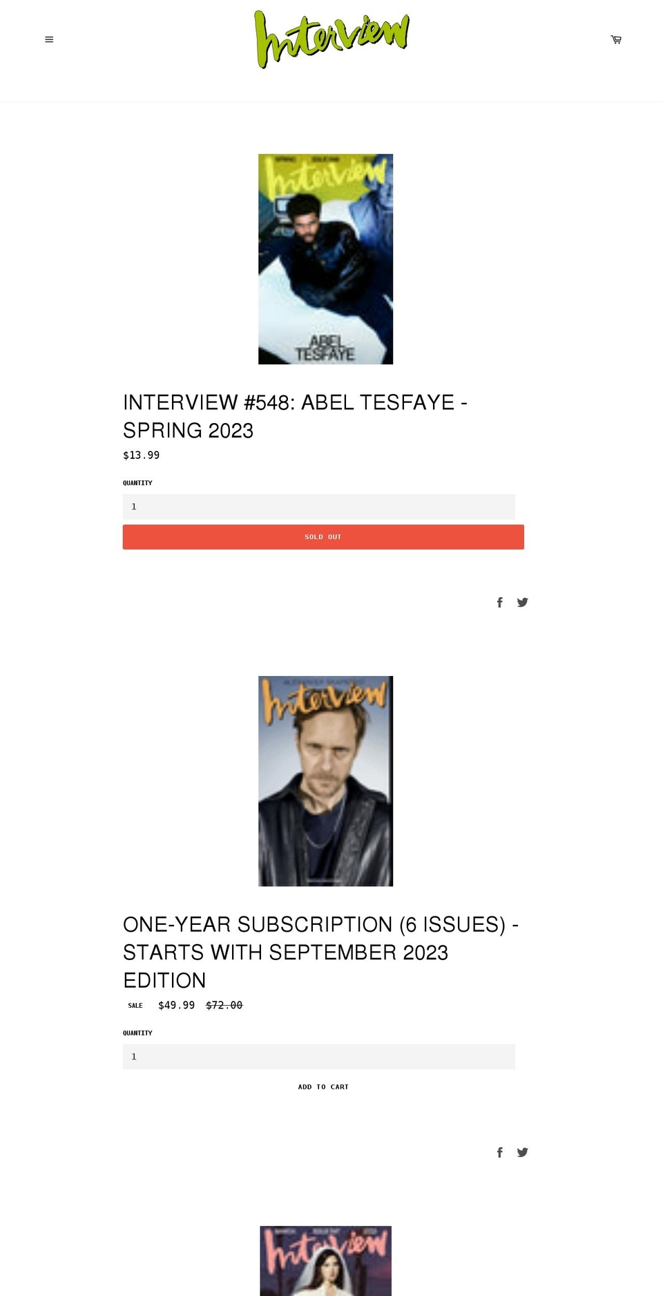 interviewmag.myshopify.com shopify website screenshot