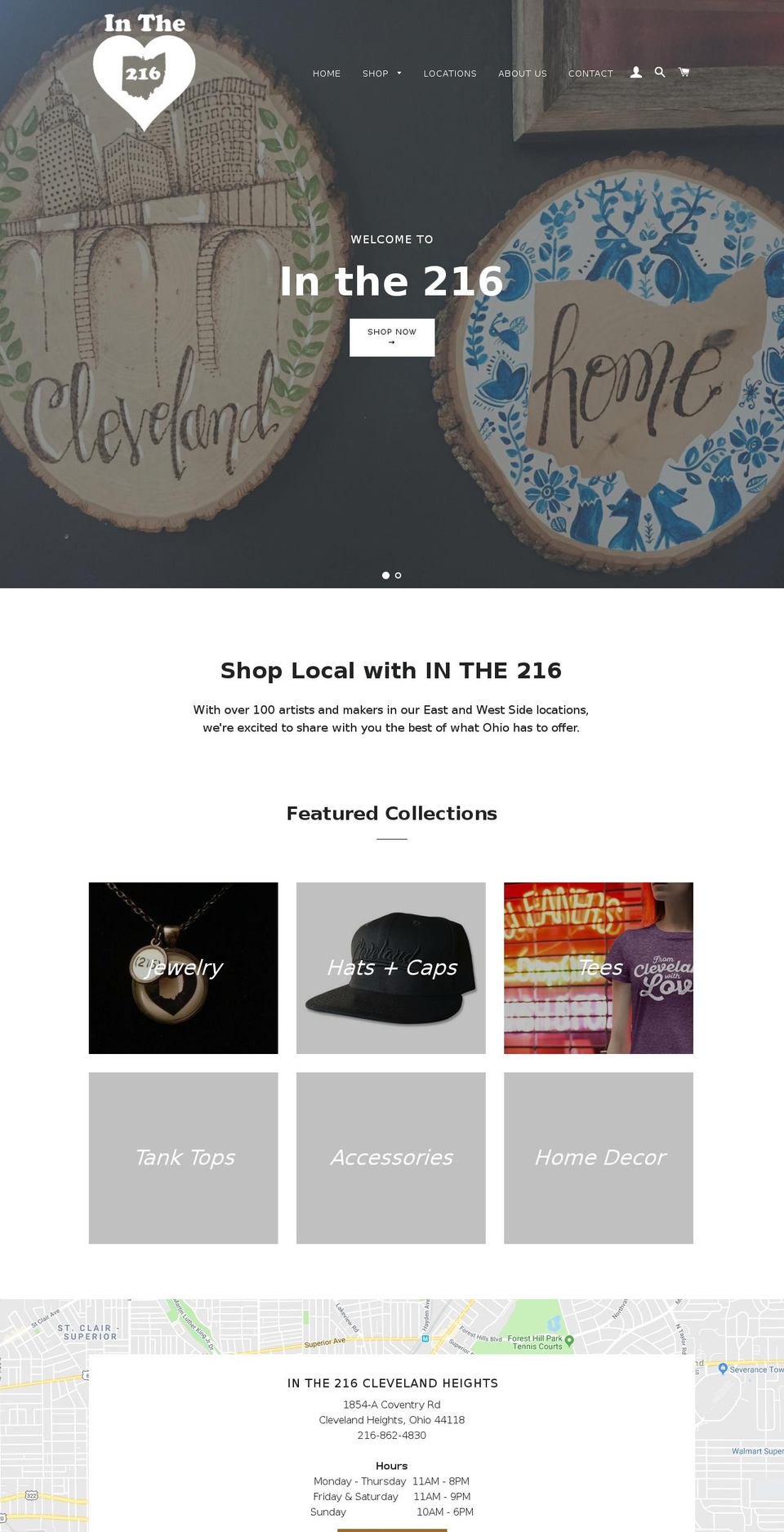 inthe216.com shopify website screenshot