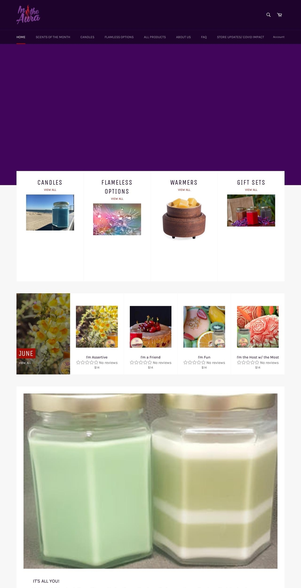 intheaura.com shopify website screenshot