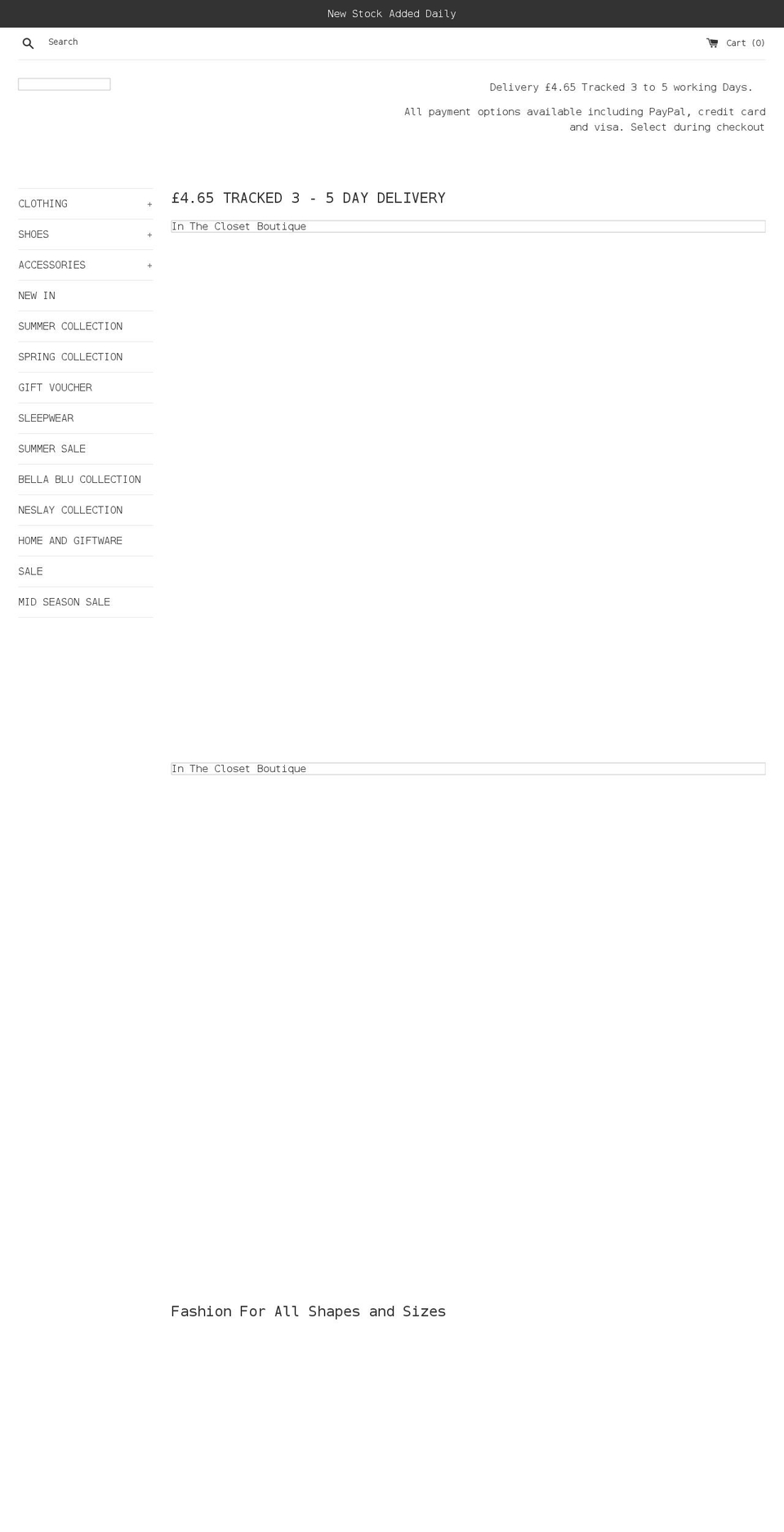 intheclosetboutique.com shopify website screenshot