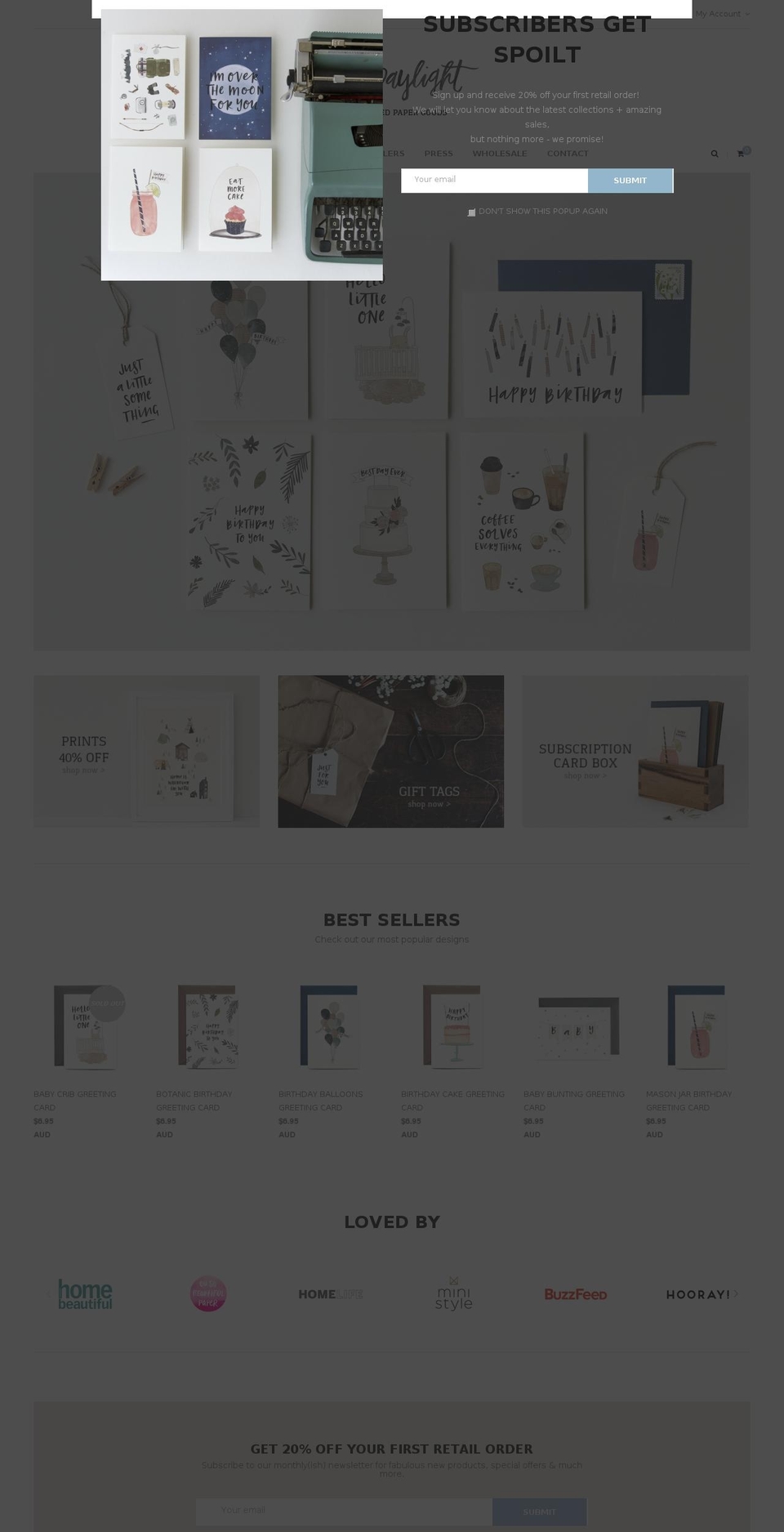 inthedaylight.com.au shopify website screenshot