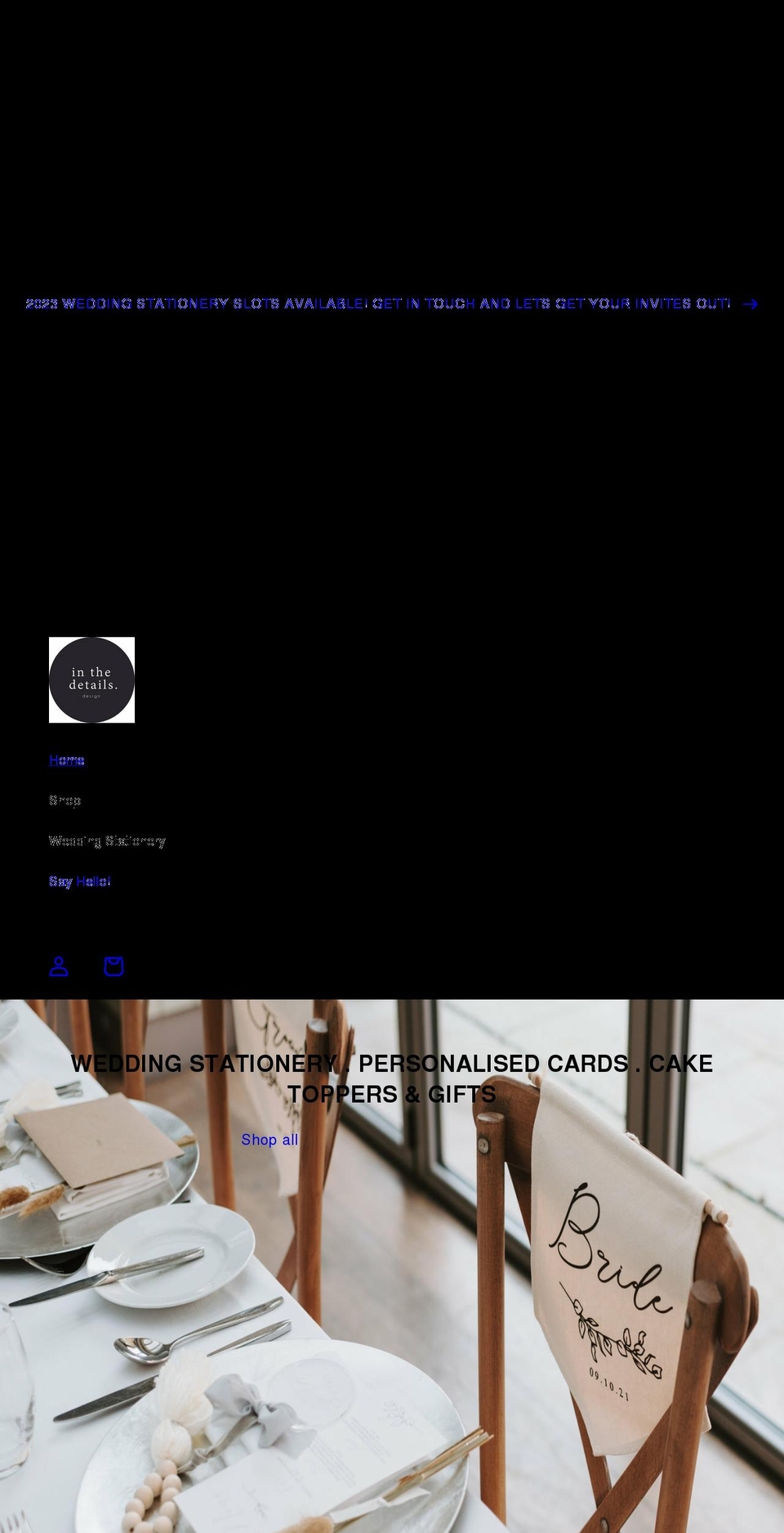 inthedetailsdesign.co.uk shopify website screenshot