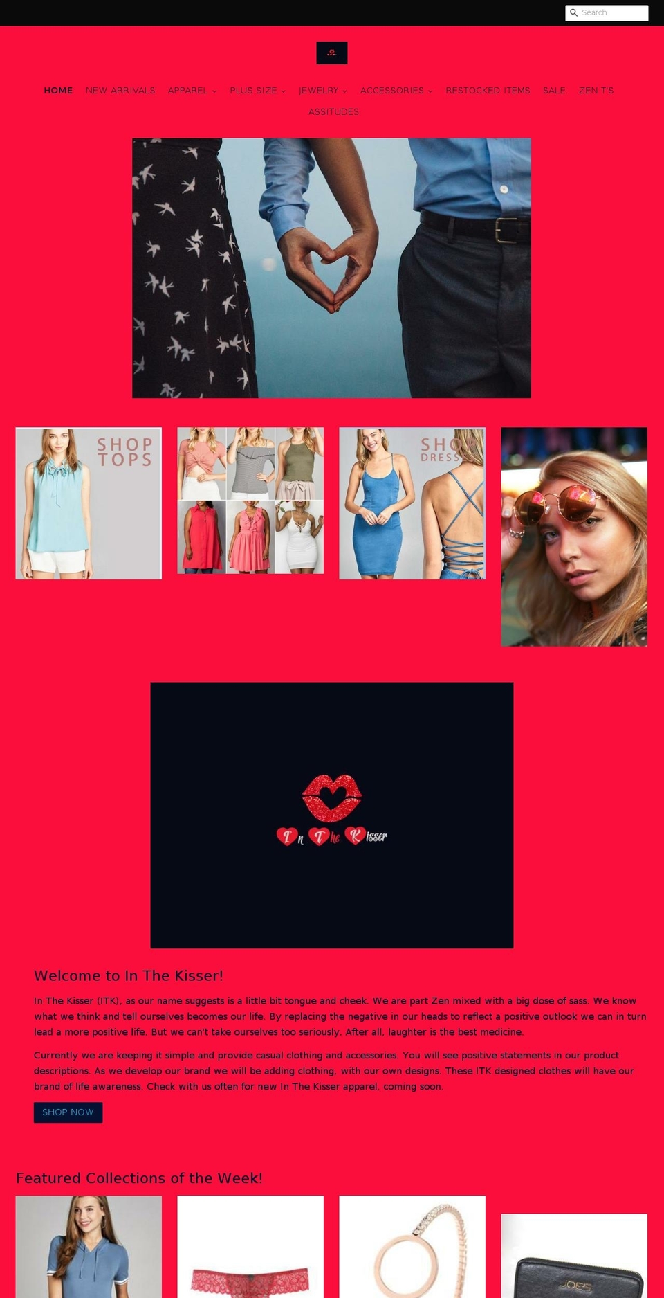 inthekisser.com shopify website screenshot