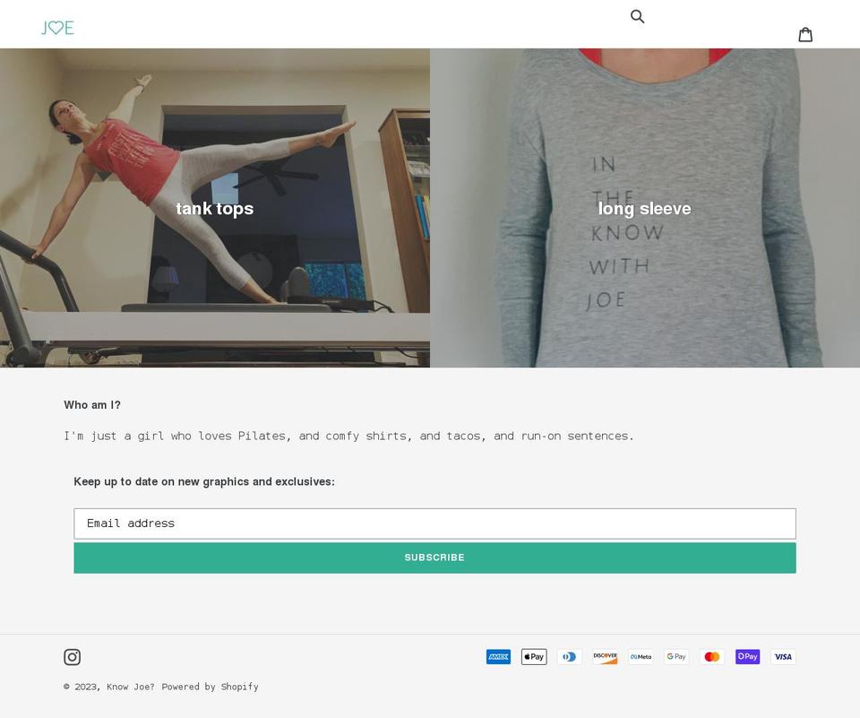 intheknowwithjoe.com shopify website screenshot