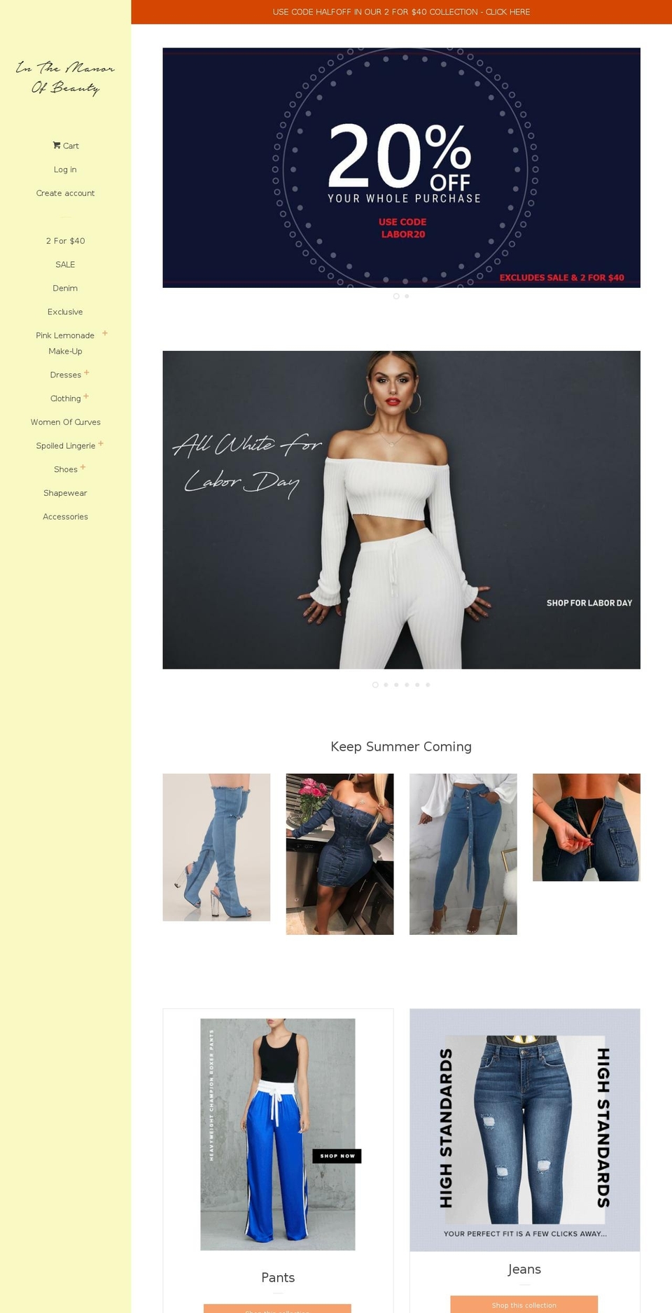 inthemanorofbeauty.com — Shopify storefront screenshot