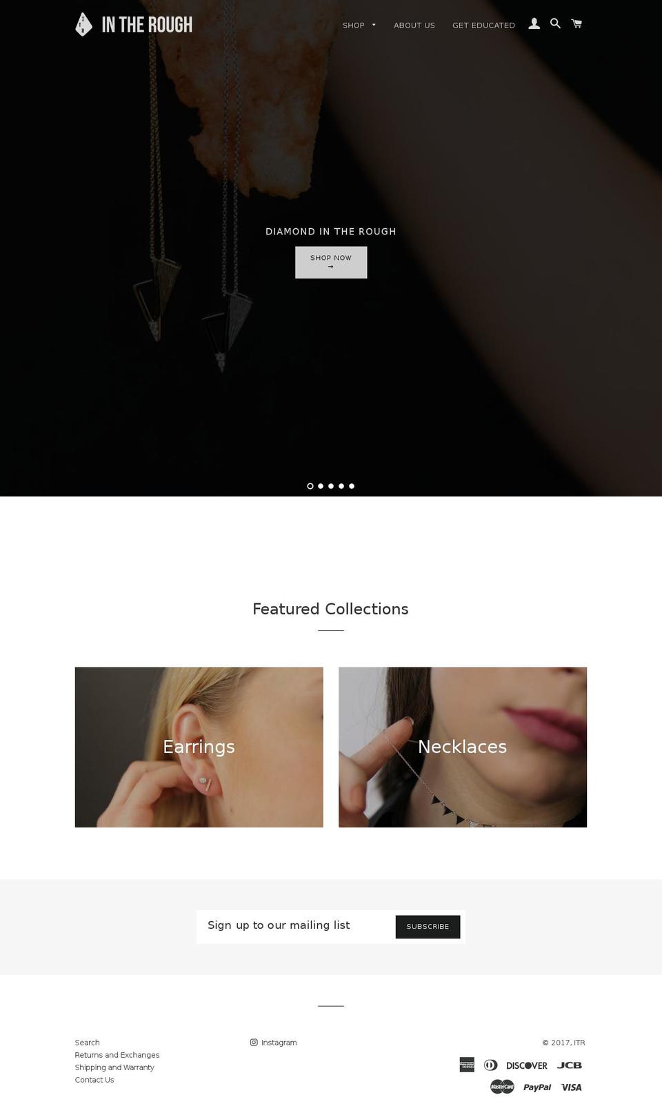 intheroughjewelry.com shopify website screenshot