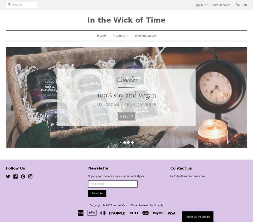 inthewickoftime.com shopify website screenshot