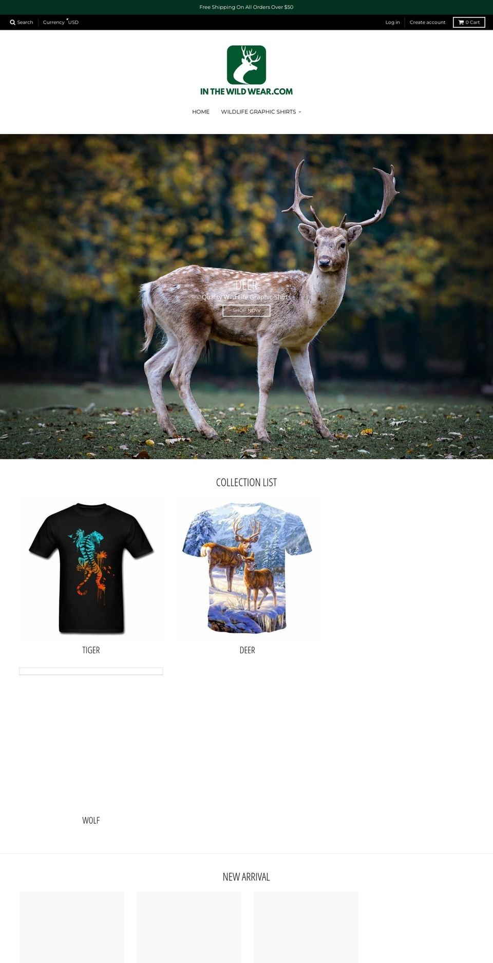 inthewildwear.com shopify website screenshot