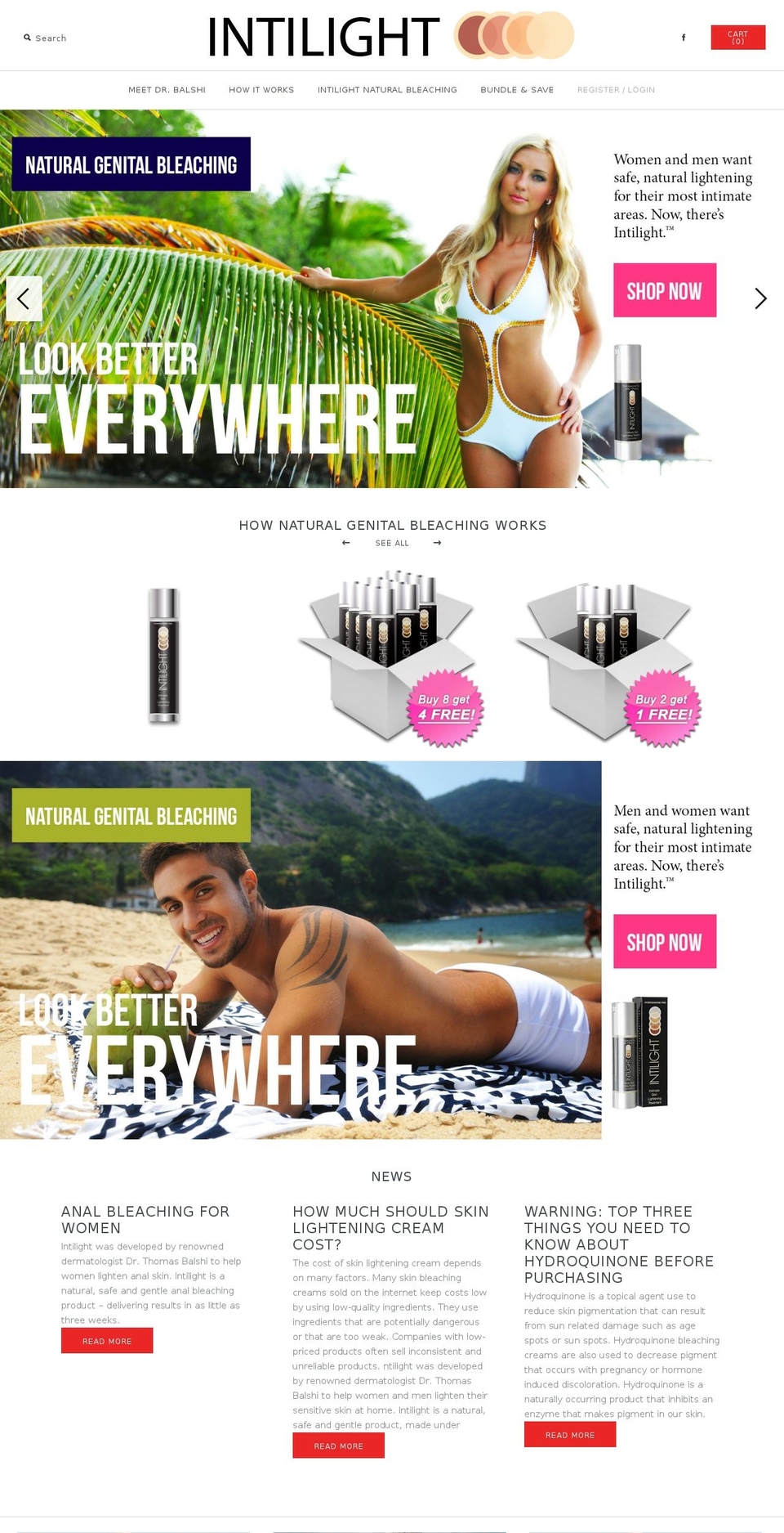 intilight.com shopify website screenshot