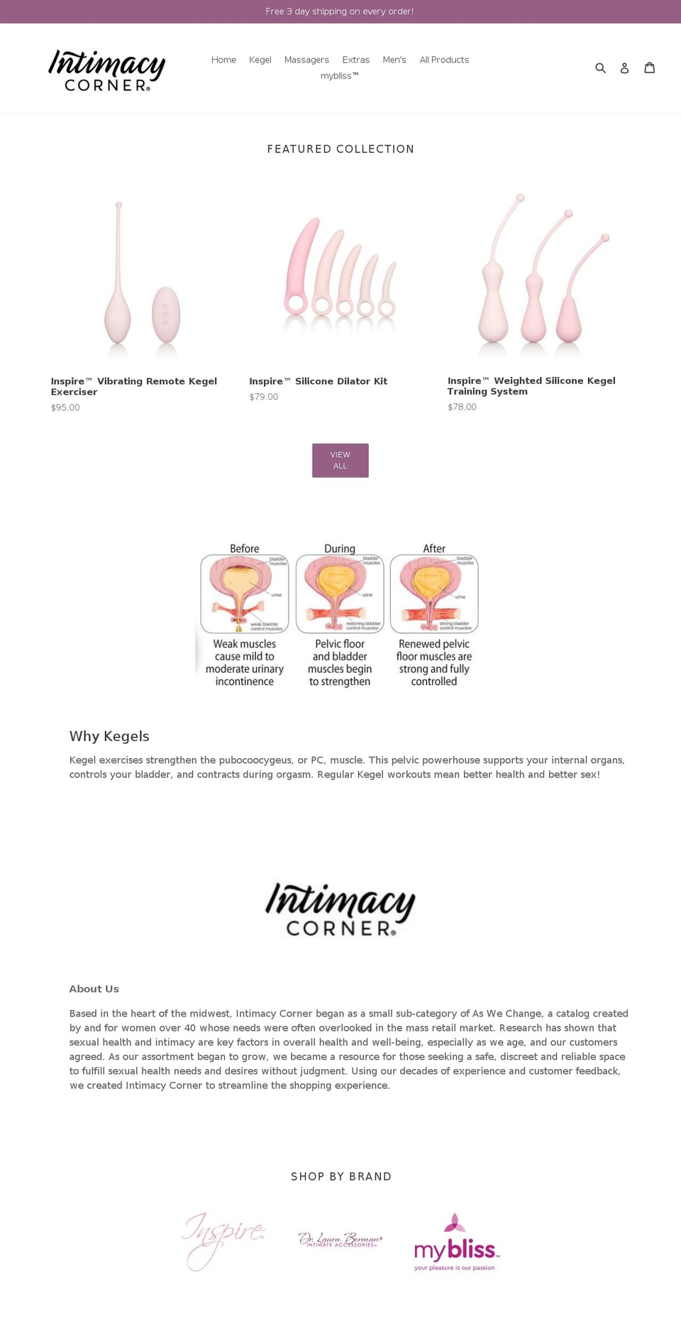 intimacycorner.com shopify website screenshot