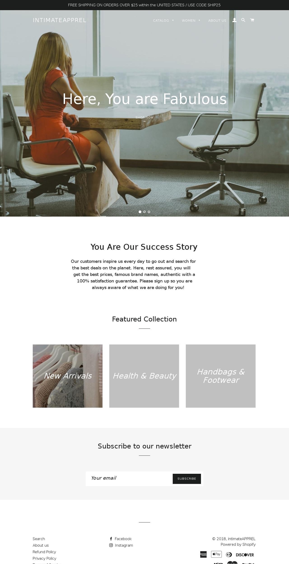 intimateapprel.com — Shopify storefront screenshot