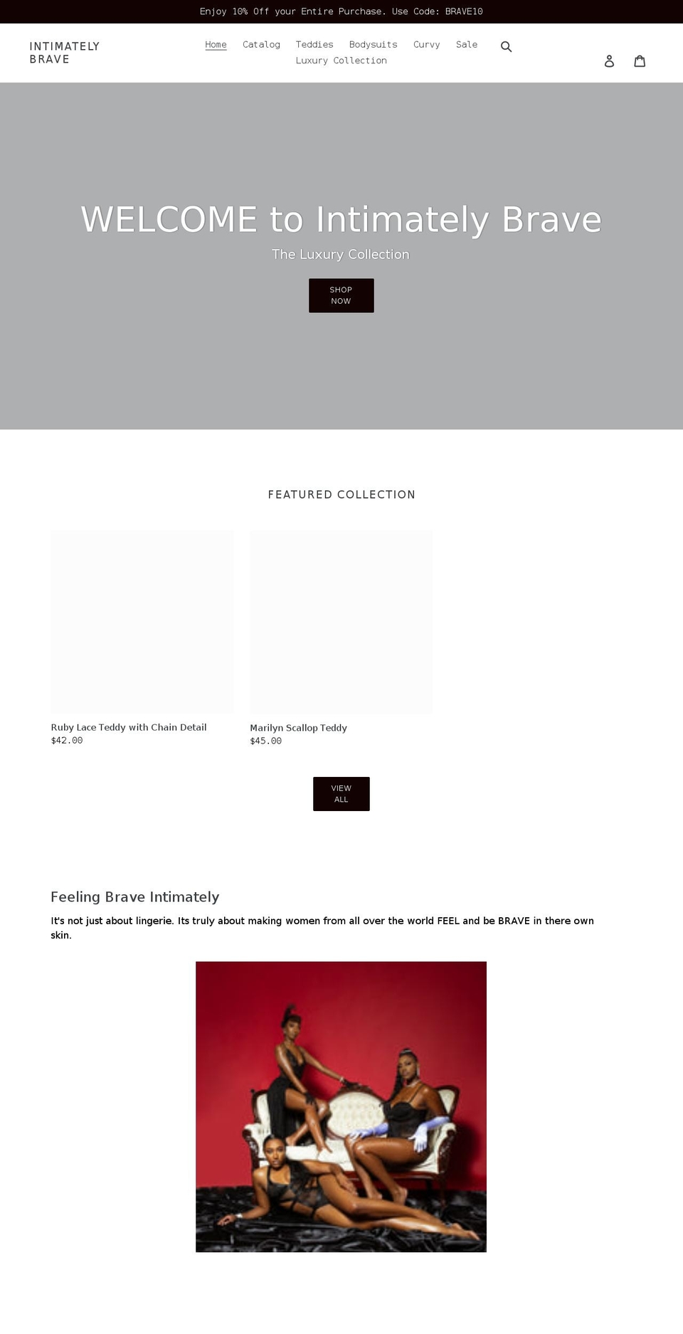 intimately-brave-llc.myshopify.com shopify website screenshot