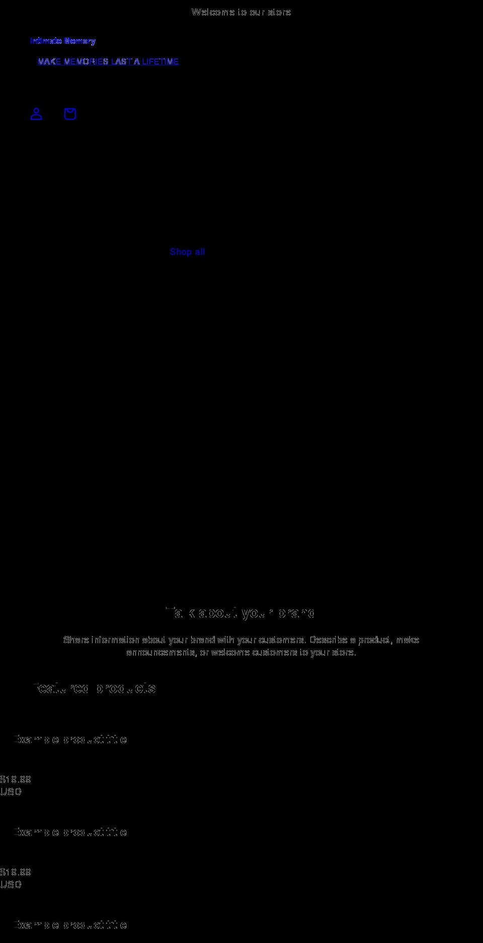 intimatememory.com shopify website screenshot