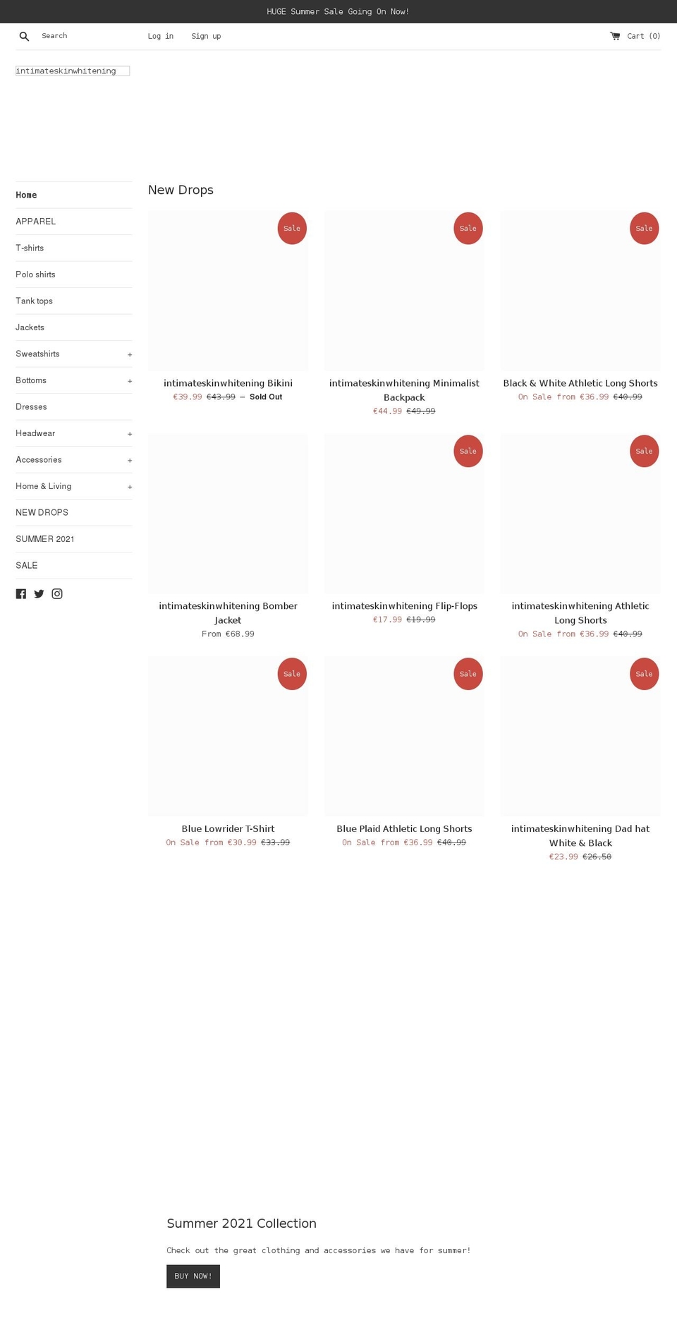 intimateskinwhitening.com shopify website screenshot