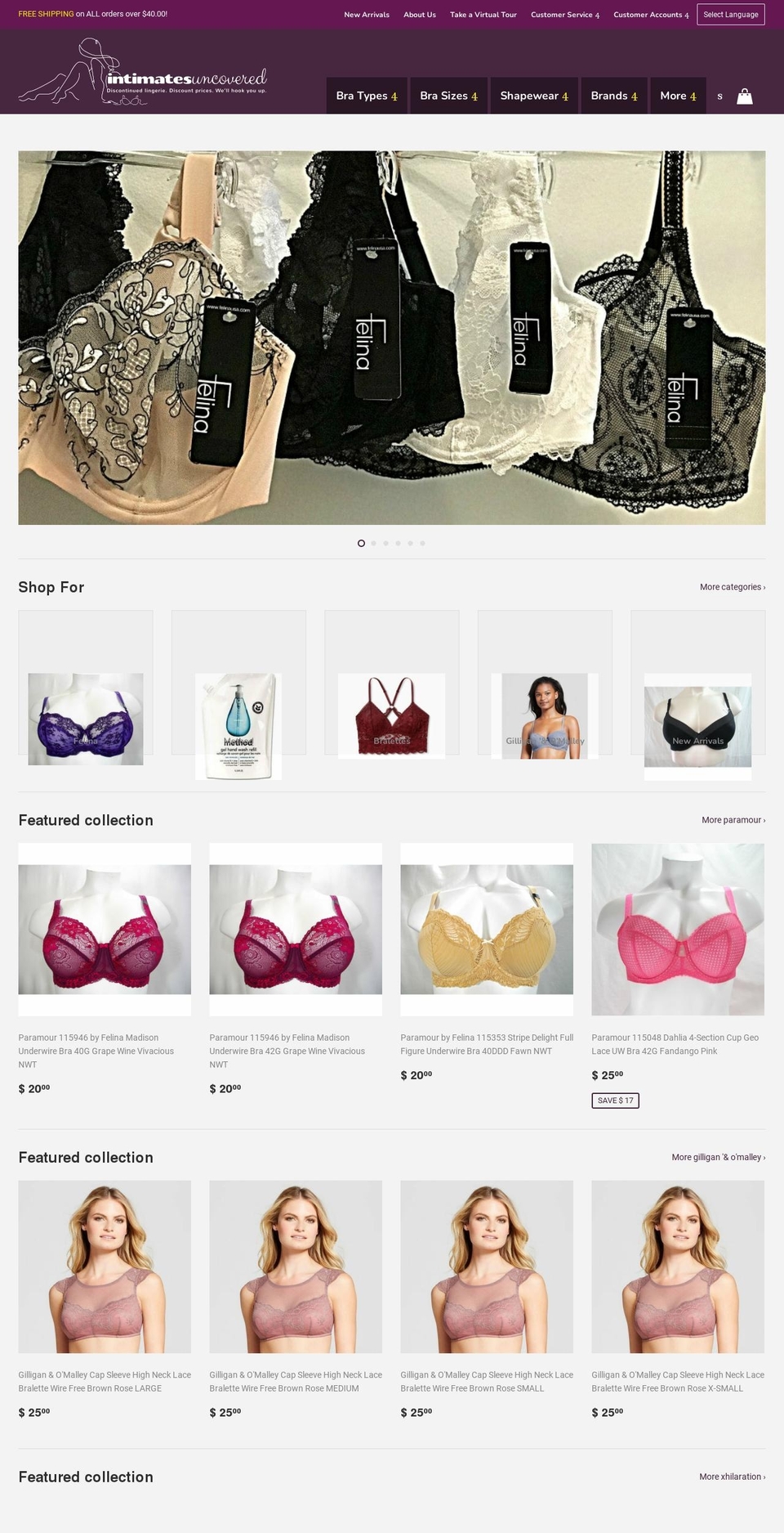 intimatesuncovered.com — Shopify storefront screenshot