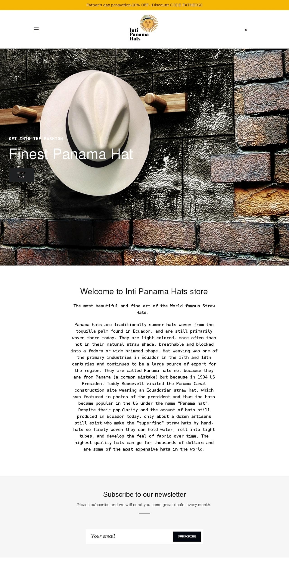 intipanamahats.com shopify website screenshot