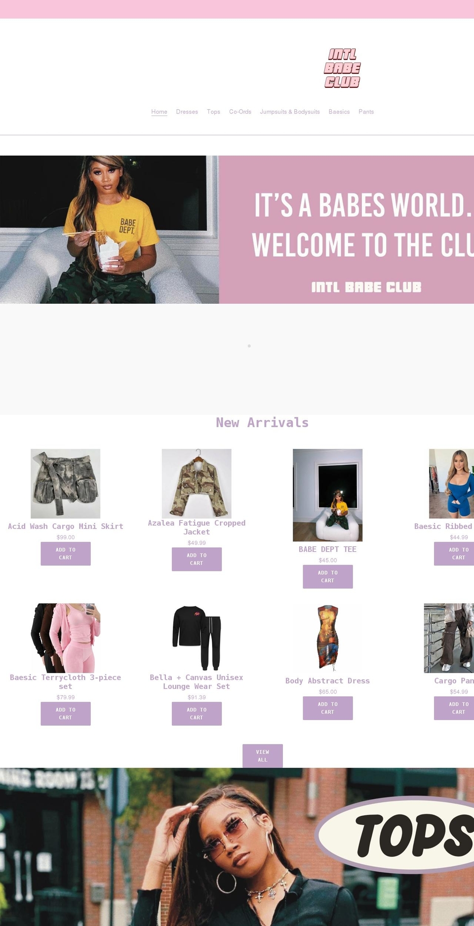 intlbabeclub.com shopify website screenshot
