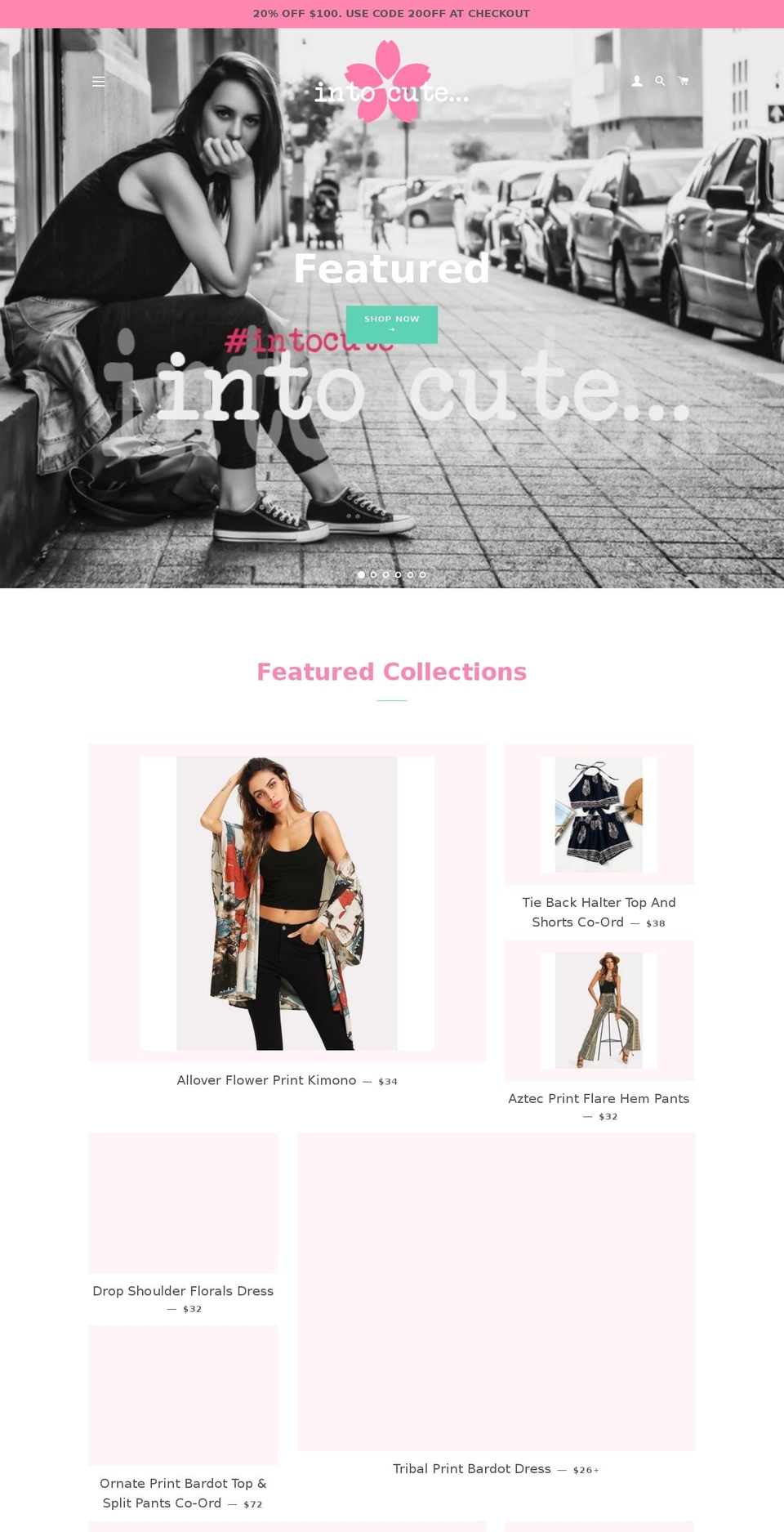intocute.com — Shopify storefront screenshot
