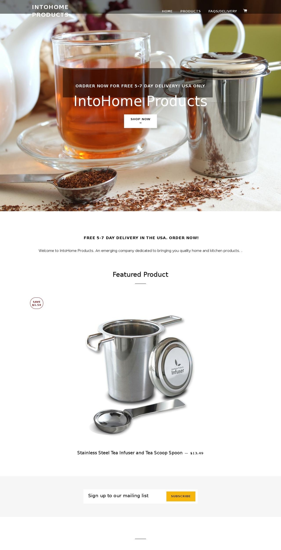 intohomeproducts.com shopify website screenshot