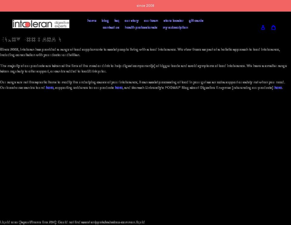 intoleran.com.au shopify website screenshot