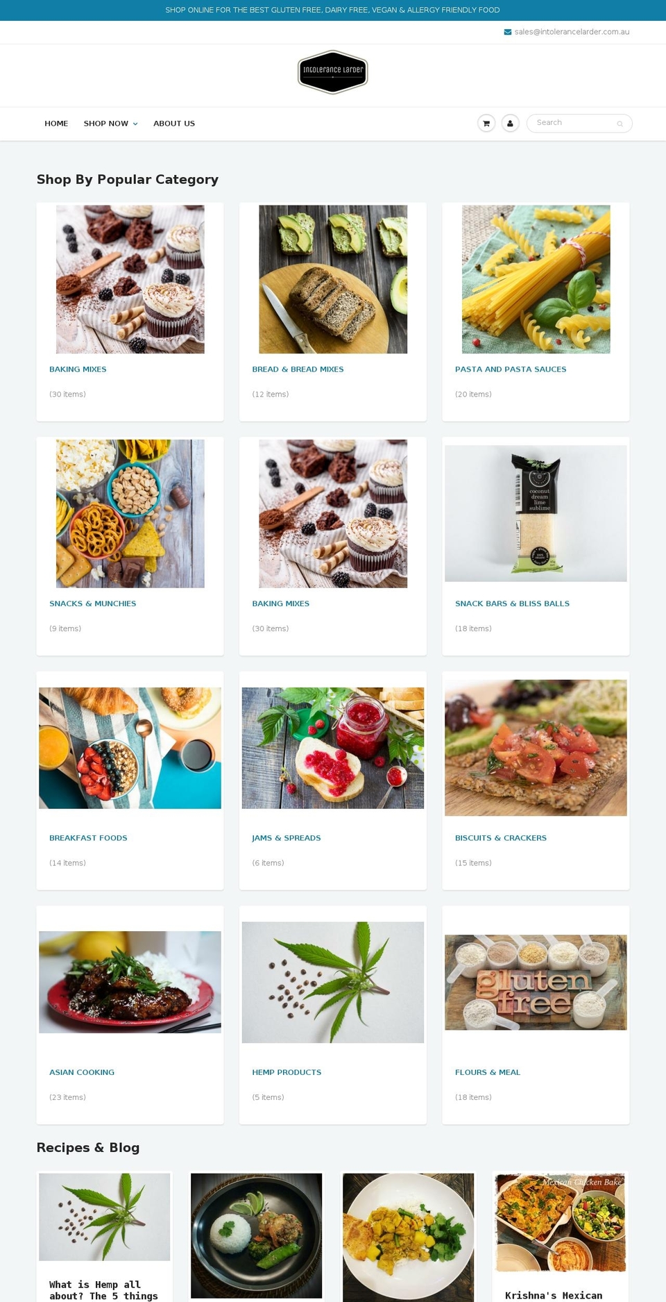 intolerancelarder.com.au shopify website screenshot