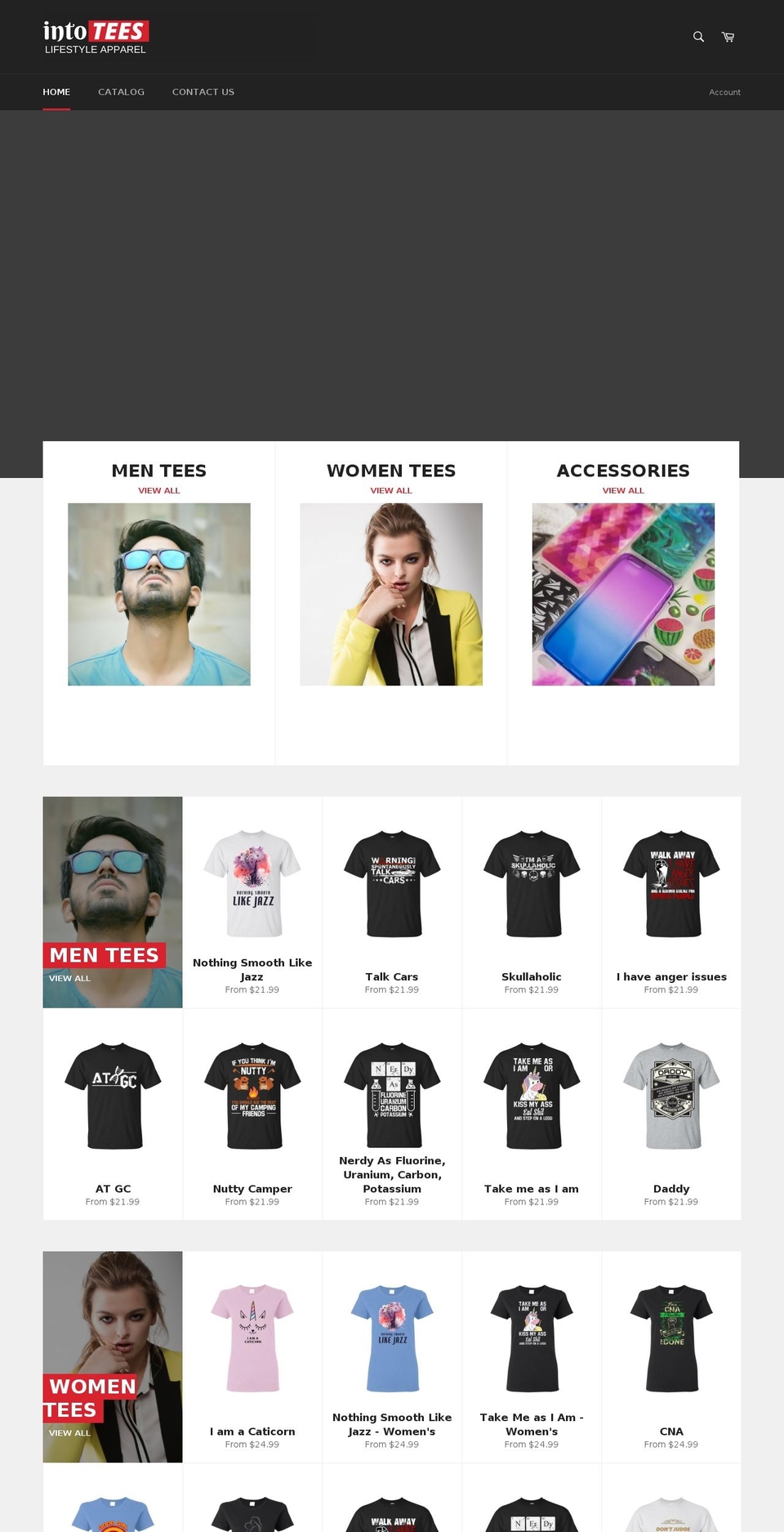 intotees.com — Shopify storefront screenshot