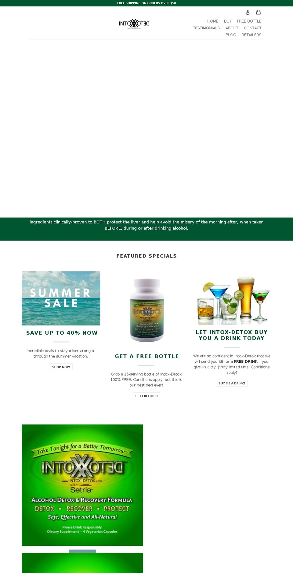 intox-detox.com shopify website screenshot