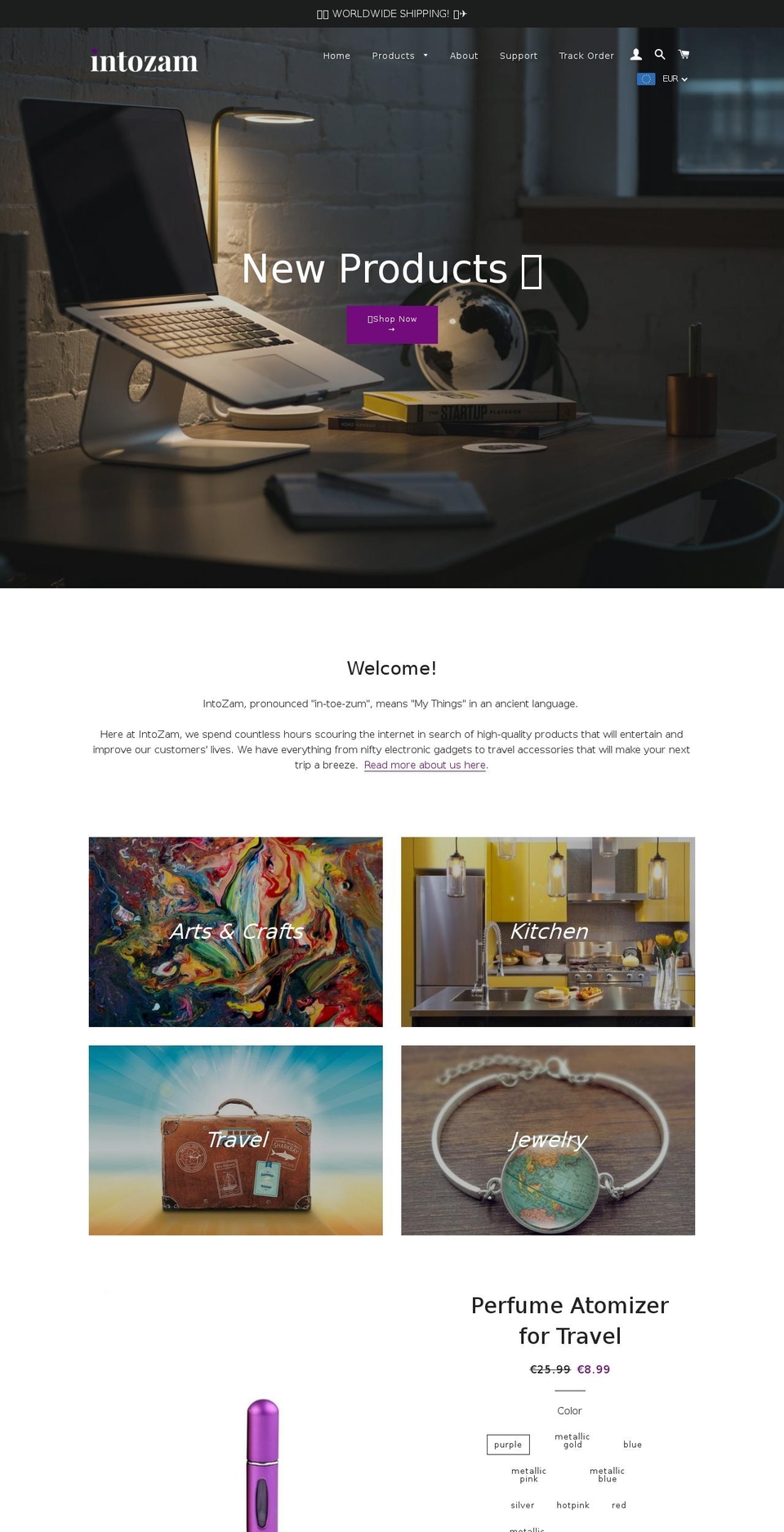 intozam.com — Shopify storefront screenshot