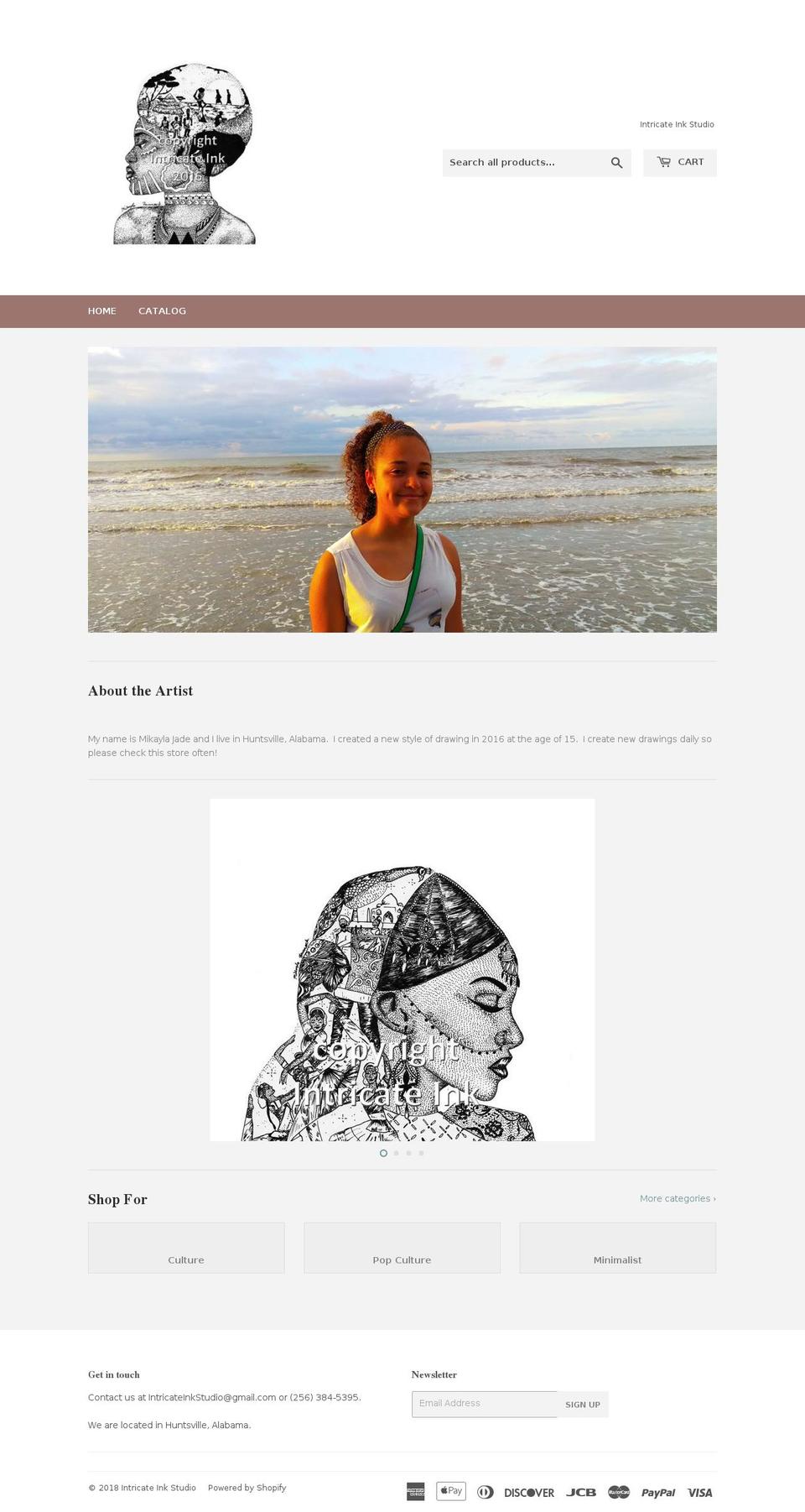 intricateinkstudio.com shopify website screenshot