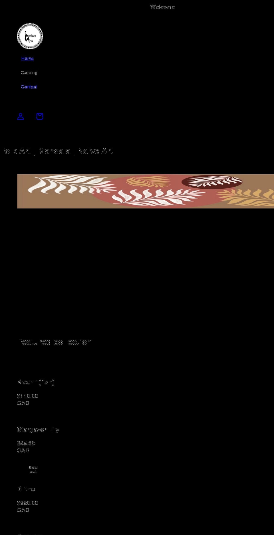intrik8arts.com shopify website screenshot