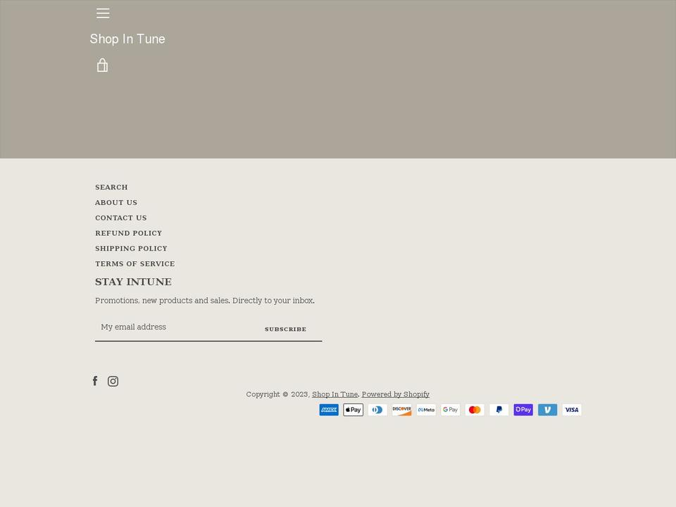 intuneshop.com shopify website screenshot