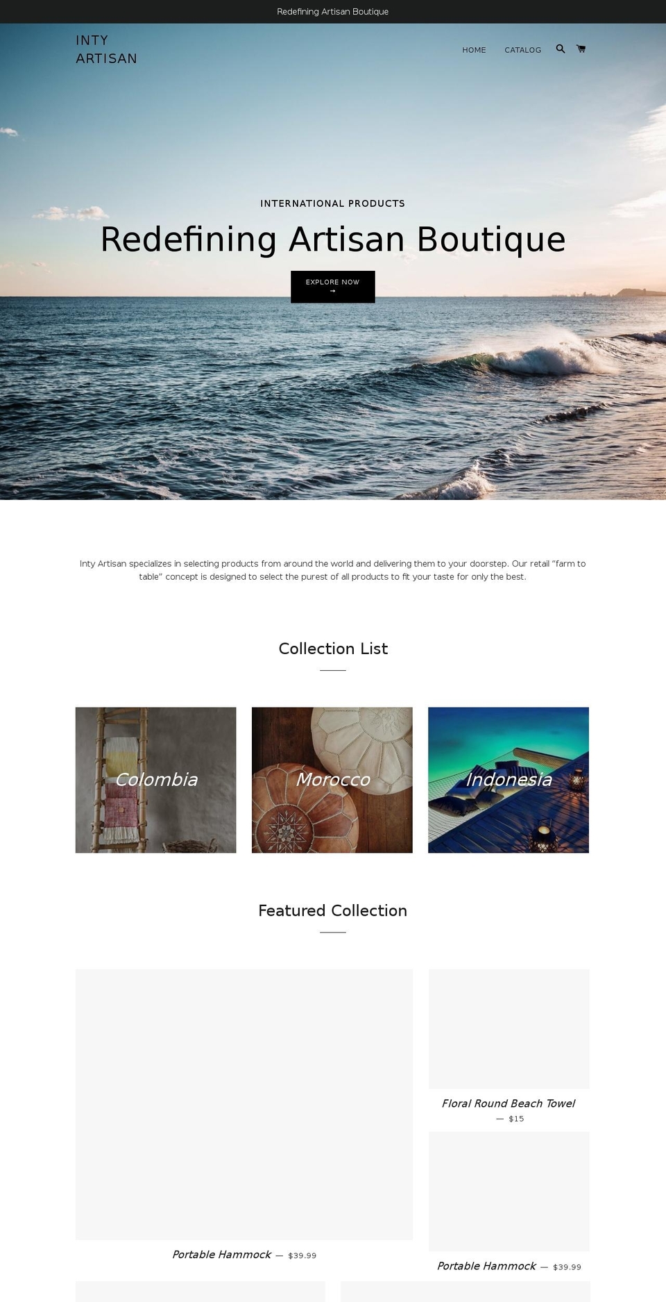 intyartisan.com — Shopify storefront screenshot