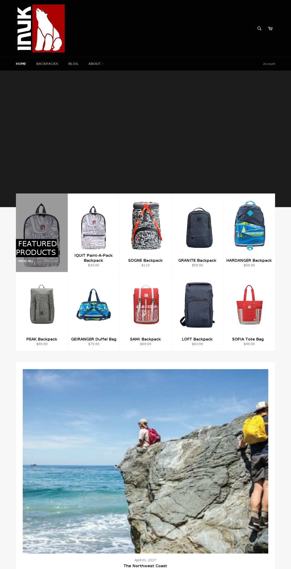 inukbags.com shopify website screenshot