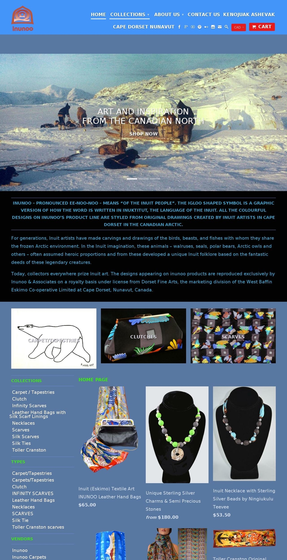 inunootextiles.com shopify website screenshot