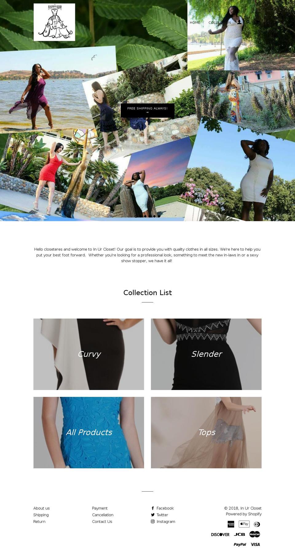 inurcloset.net shopify website screenshot