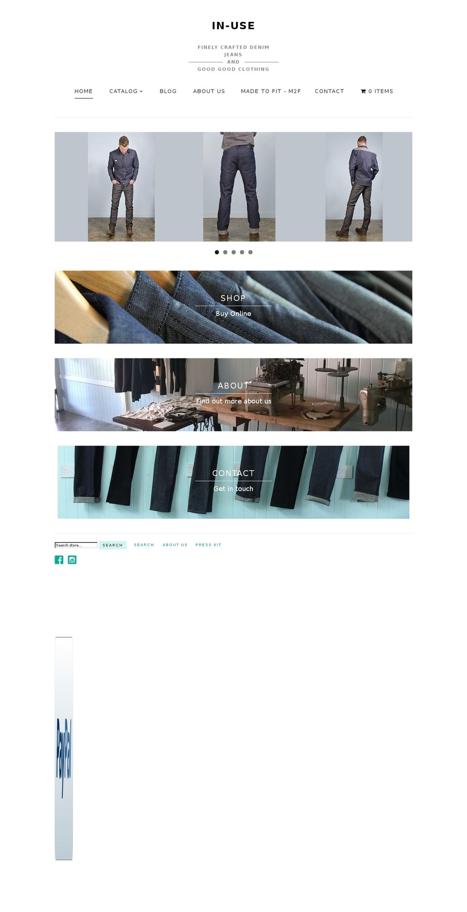 inuseclothing.com shopify website screenshot