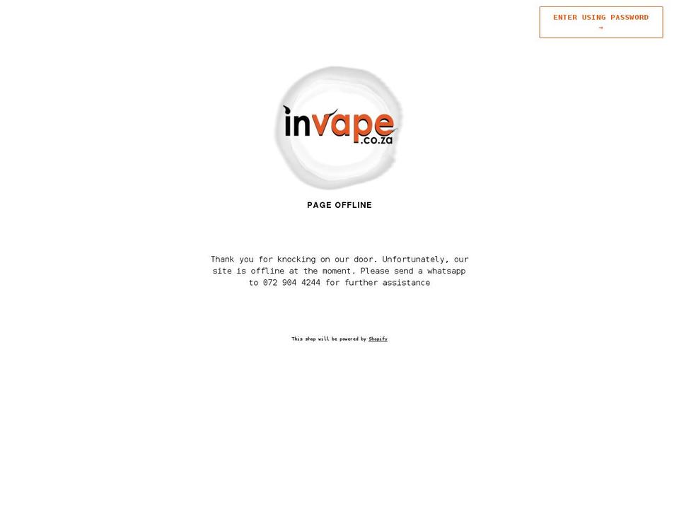 invape.co.za shopify website screenshot