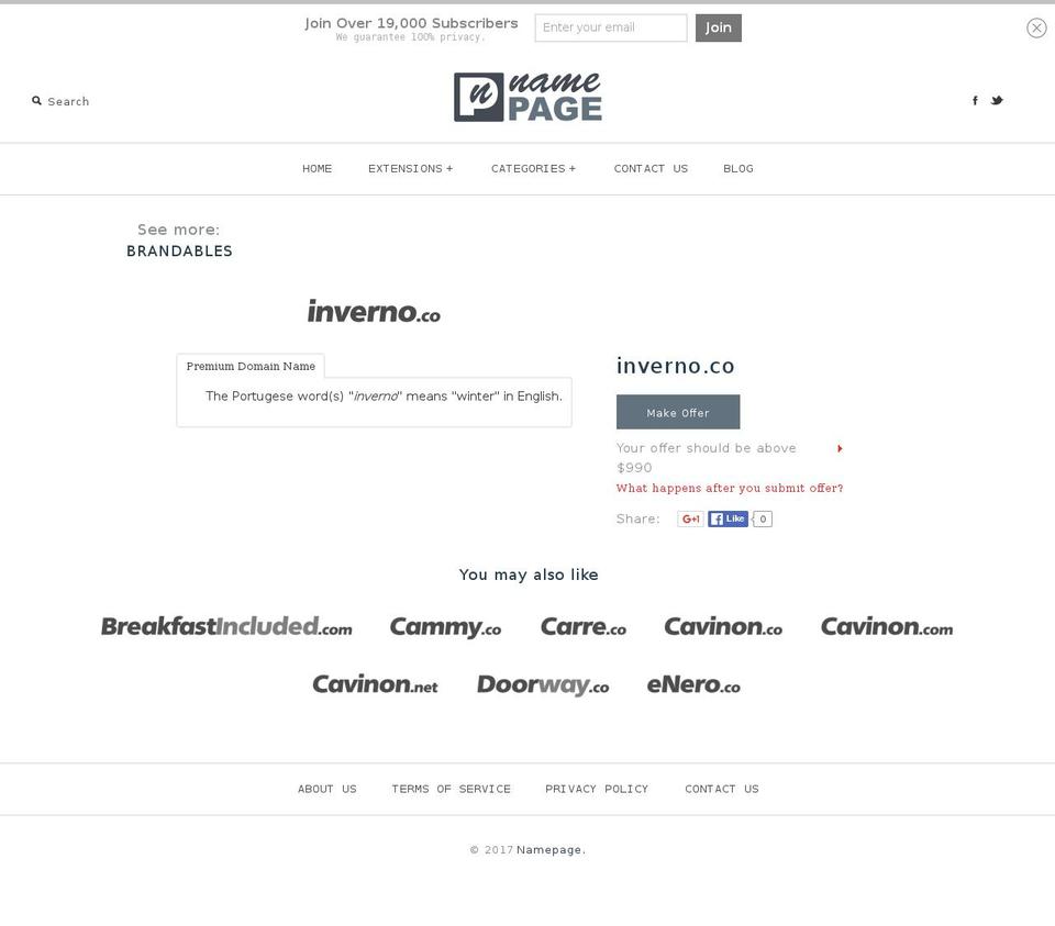 inverno.co shopify website screenshot