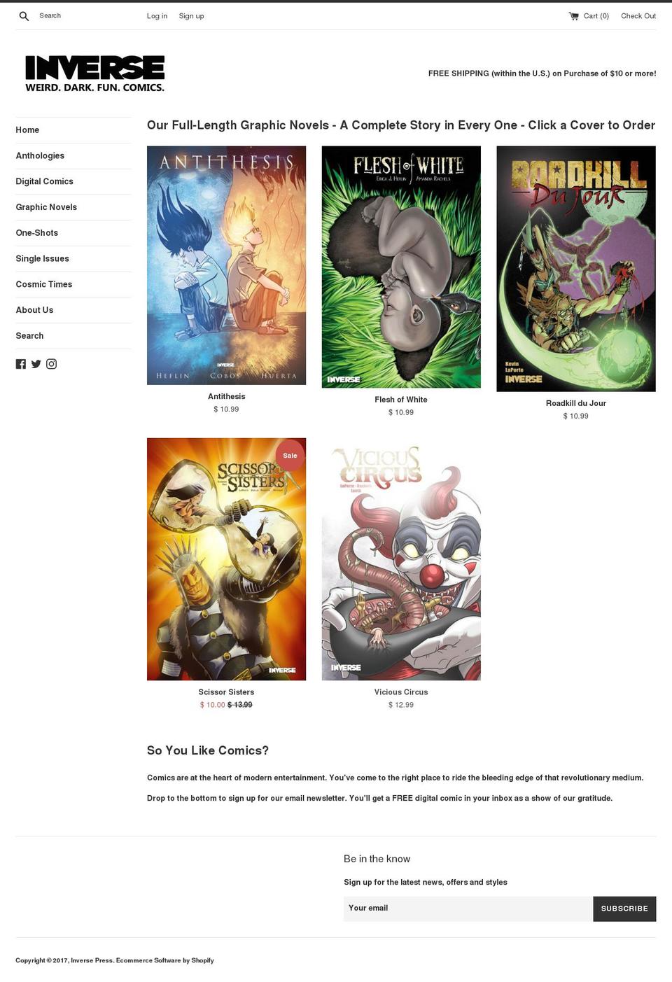 inversepress.com shopify website screenshot