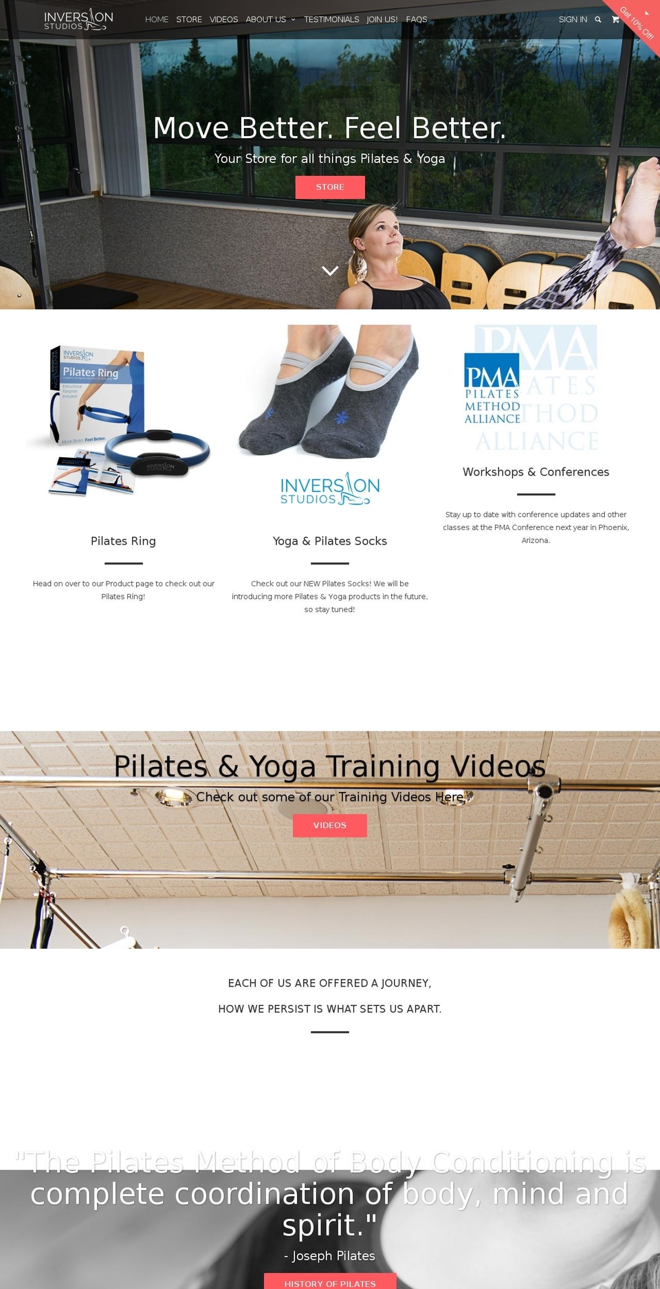 inversionpilates.com shopify website screenshot