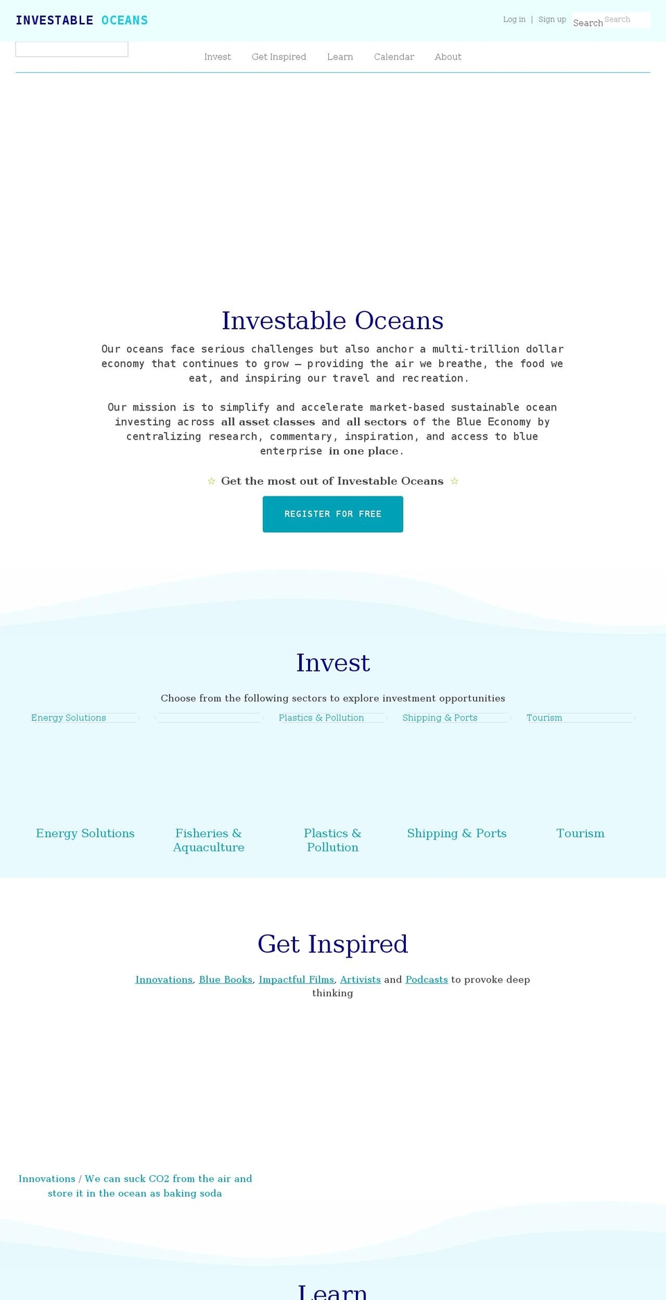 investableoceans.net shopify website screenshot