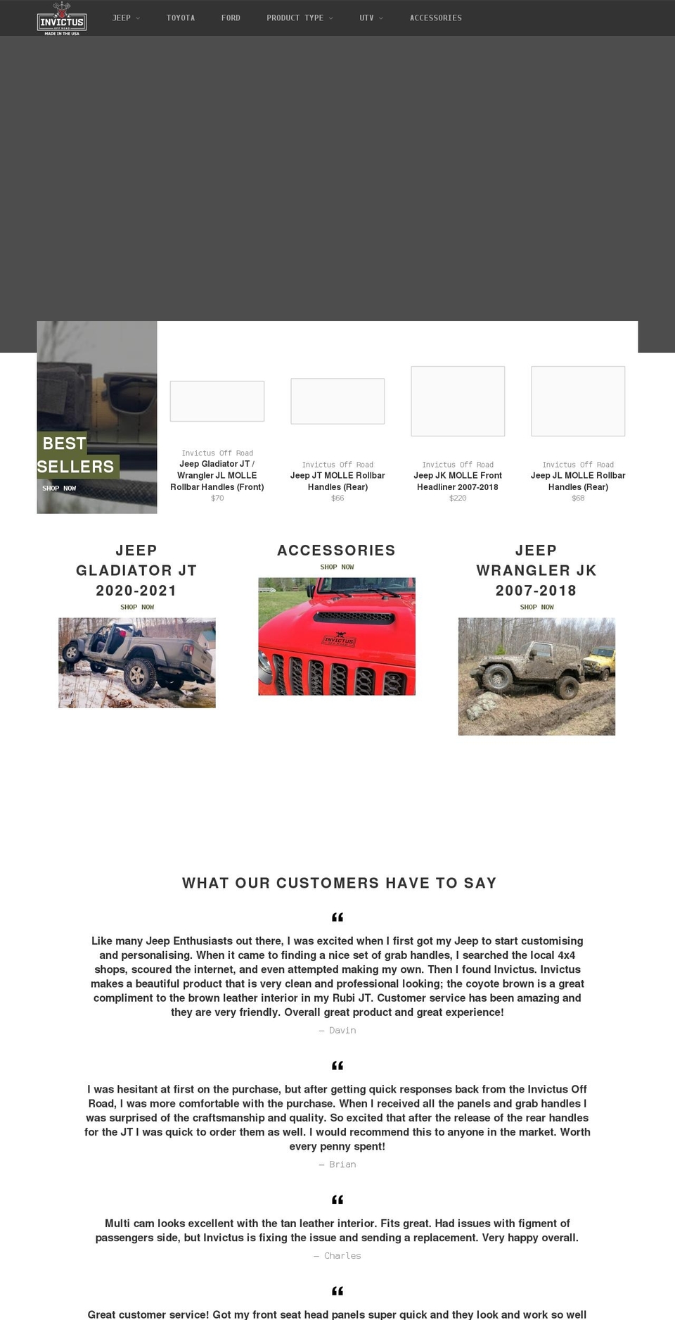 invictusoffroad.com shopify website screenshot
